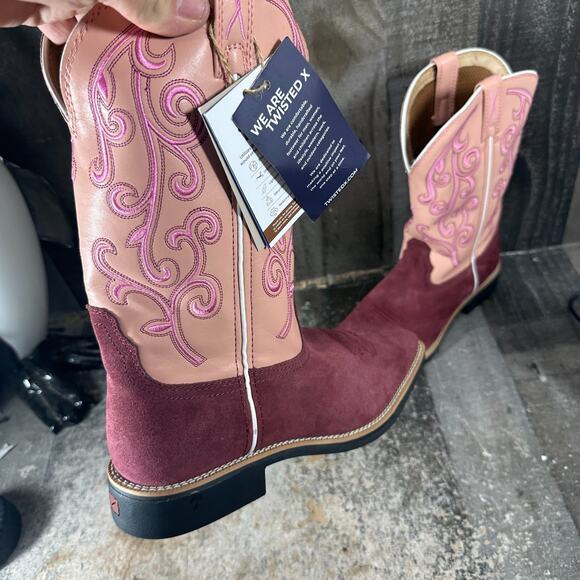 Twisted X Women's size 8.5B Cowgirl Square Toe Boots WTH0020 Embroidered NWOB - Picture 11 of 14